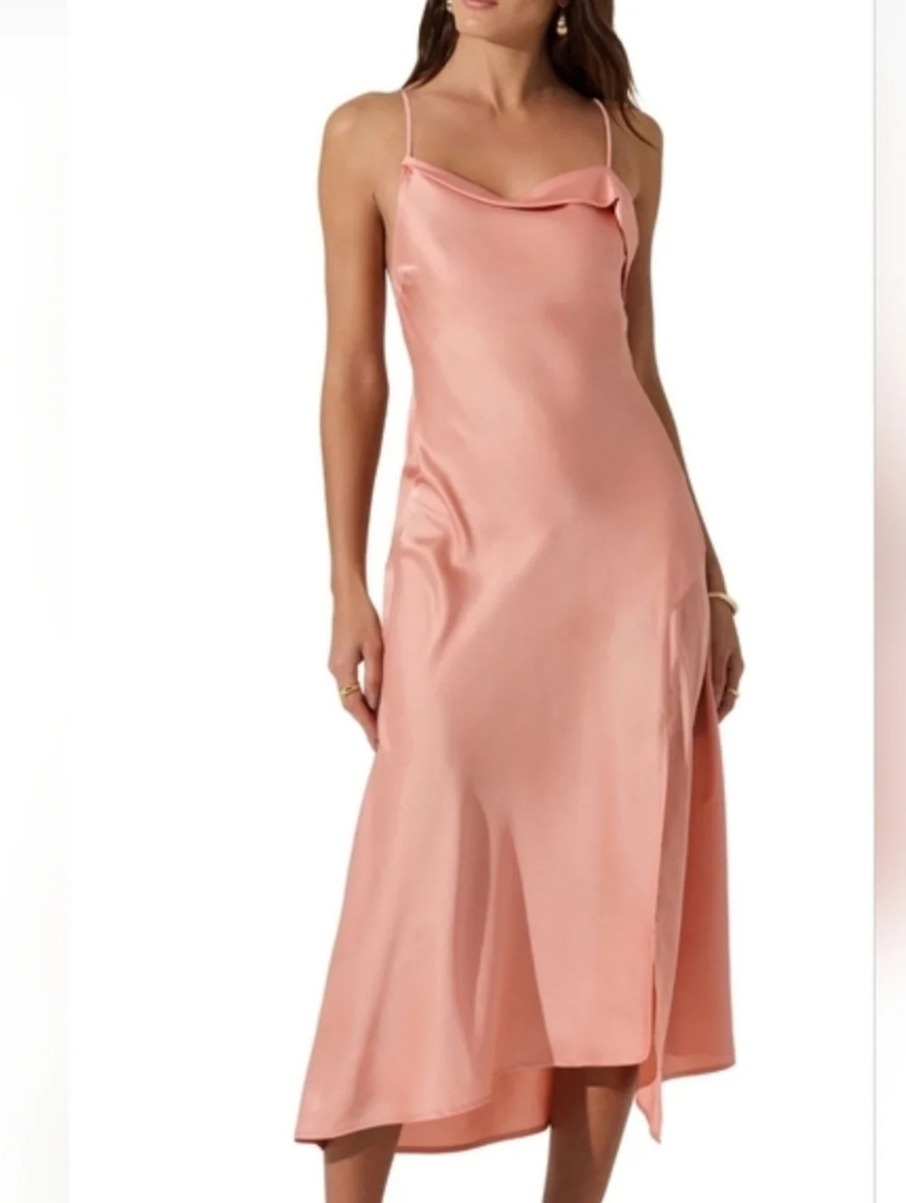 ASTR The Label Cowl Neck Slip Dress ~ Coral Sz Med NWT